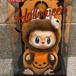 Authentic POPMART Labubu Happy Halloween Sitting Pumpkin Plush Pendant Authentic